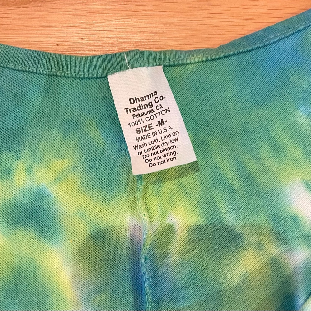 Hand tie dyed sleeveless dress yellow orange sunflower blue sky size M - Picture 5 of 7